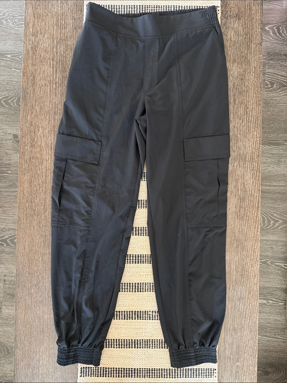 Athleta Black Cargo Jogger Pants with Elastic Cuffs